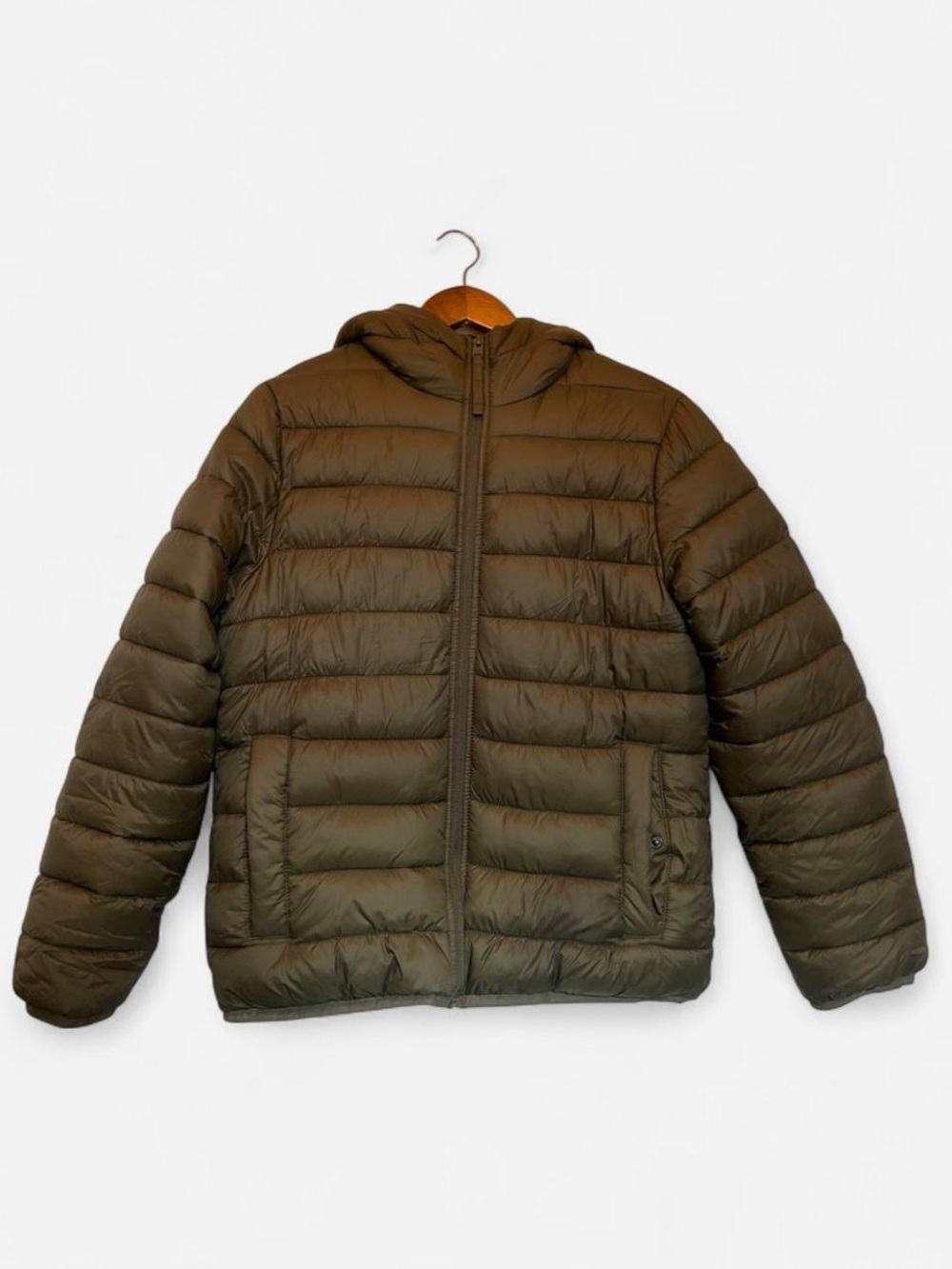 Hollister Lightweight Hooded Lined Puffer Jacket - Olive